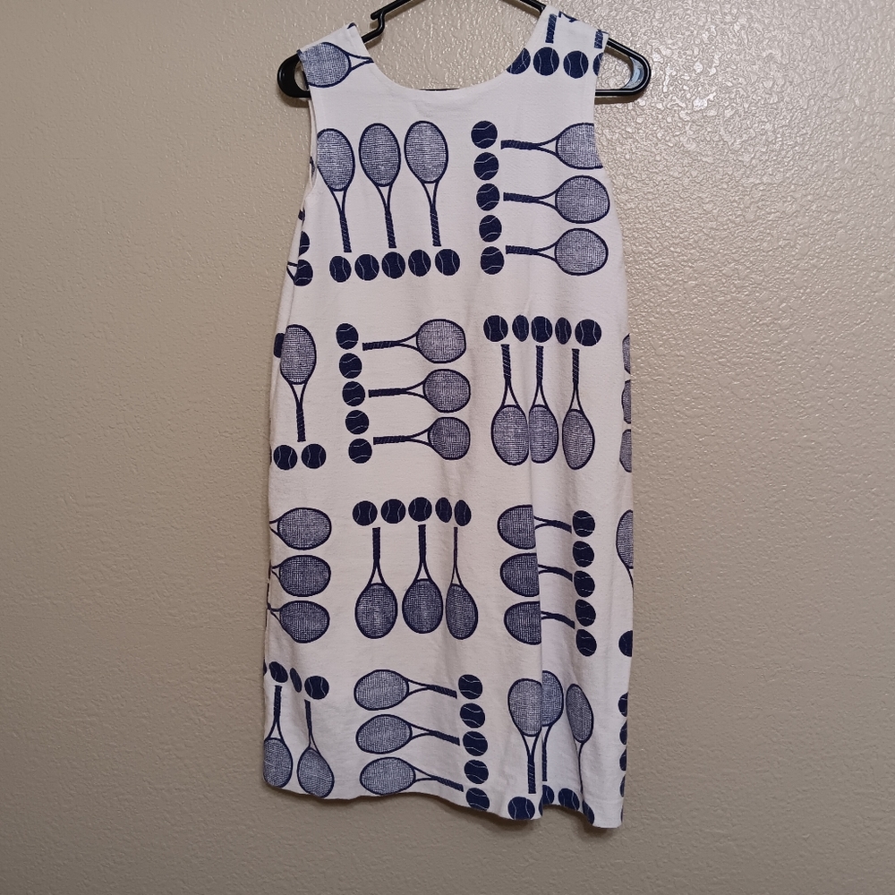 Navy and White Tennis Print Dress - Picture 2 of 6